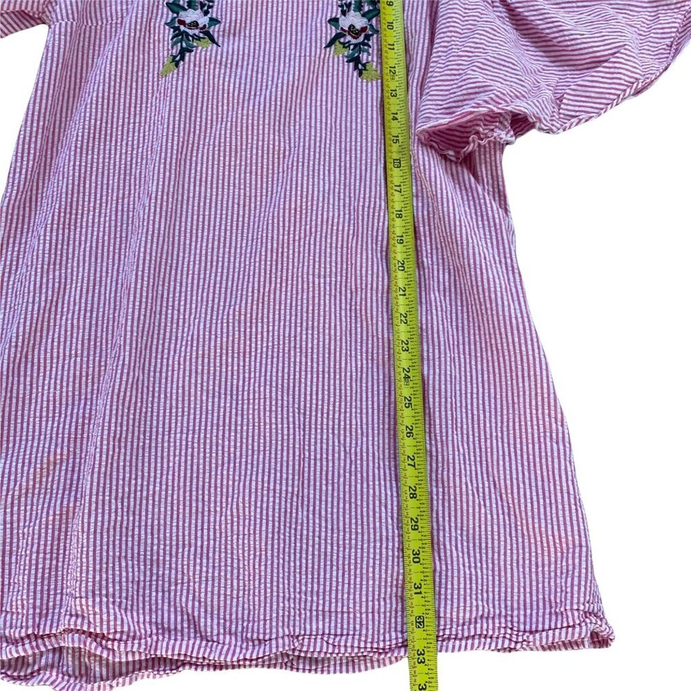 Primark Dress Mini Cold Shoulder Ruffled Seersucker Floral Embroidered Womens 10 - Picture 2 of 10
